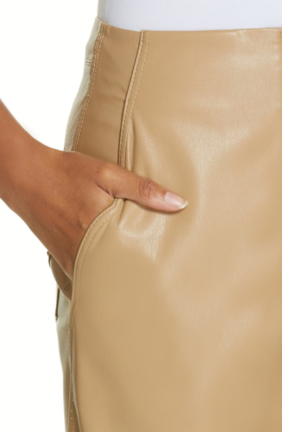 Shop Nanushka Sora Faux Leather Crop Flare Pants In Pale Caramel