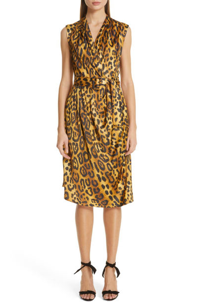 Shop Adam Lippes Jaguar Print Belted Dress