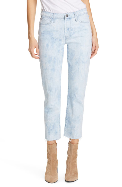 Shop Frame Le High Raw Hem Ankle Straight Leg Jeans In Cloud