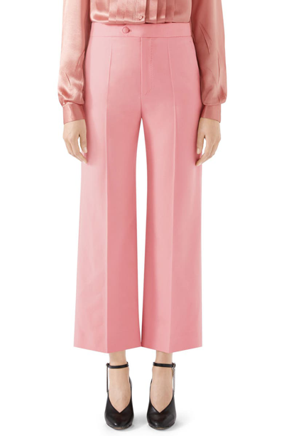 Shop Gucci Wool Crop Pants In Hopeful Pink