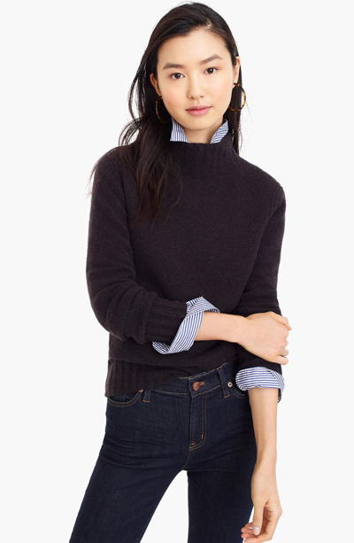 Shop Jcrew Mock Neck Sweater In Black