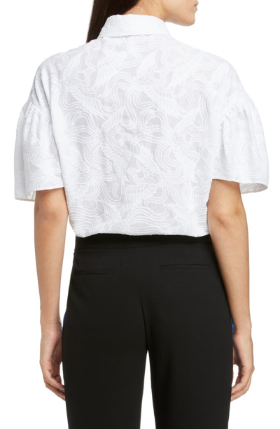 Shop Kenzo Embroidered Balloon Sleeve Top In White