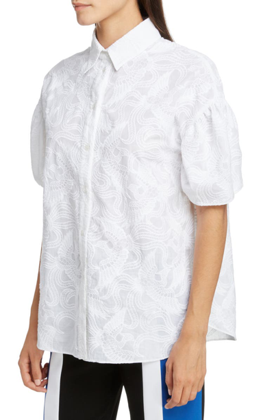 Shop Kenzo Embroidered Balloon Sleeve Top In White