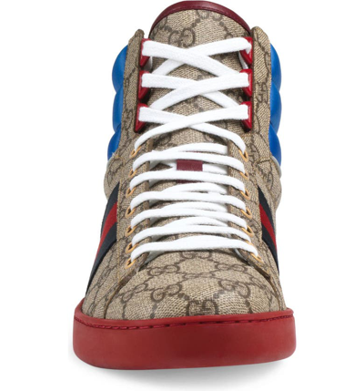 Shop Gucci New Ace High Sneaker In Natural Beige/ Light Brown