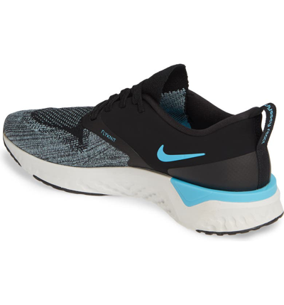 Shop Nike Odyssey React 2 Flyknit Running Shoe In Black/ Blue Fury/ Aviator Grey