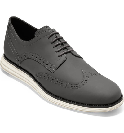 Shop Cole Haan Original Grand Wingtip Derby In Chorino Grey Matte Leather