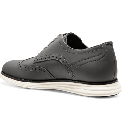 Shop Cole Haan Original Grand Wingtip Derby In Chorino Grey Matte Leather