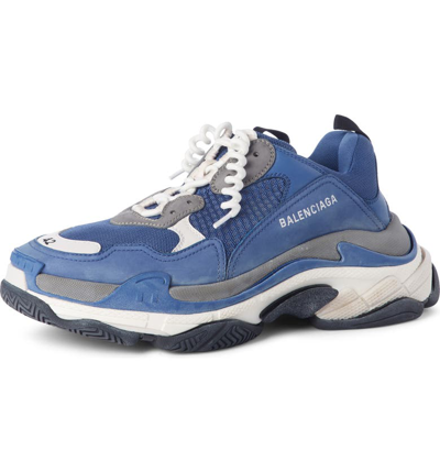 Shop Balenciaga Triple S Retro Sneaker In Navy