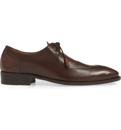 Shop Mezlan Albano Wingtip In Brown/ Rugger Leather/ Ostrich