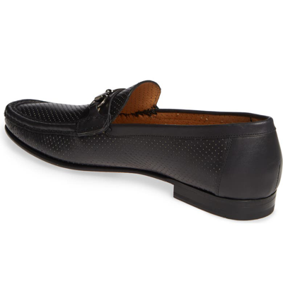 Shop Mezlan Perforated Bit Loafer In Black Leather