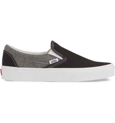 Shop Vans 'classic' Slip-on Sneaker In Canvas Black/ White Chambray
