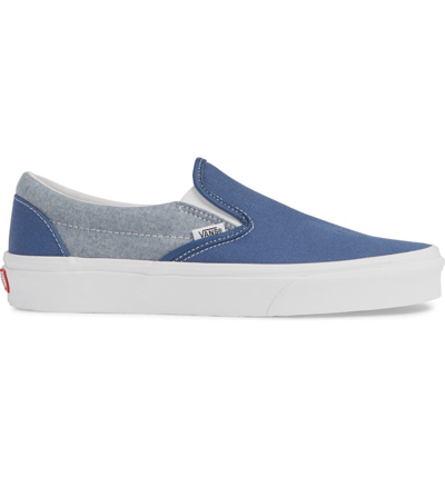 Shop Vans 'classic' Slip-on Sneaker In Canvas Navy/ White Chambray