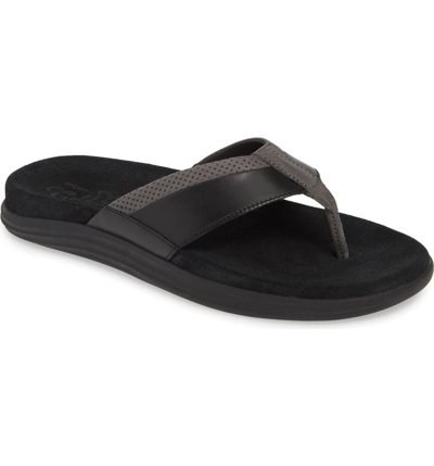 Shop Sperry Gold Cup Amalfi Flip Flop In Black/ Grey Leather