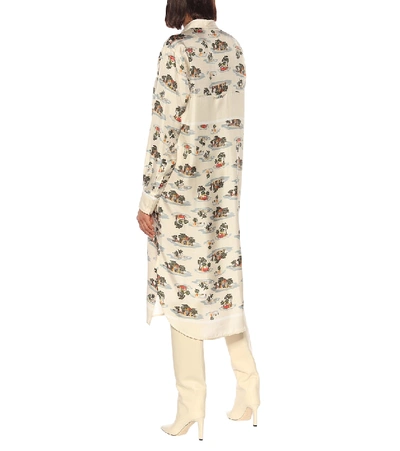 Shop Bottega Veneta Printed Silk Twill Shirt Dress In Multicoloured