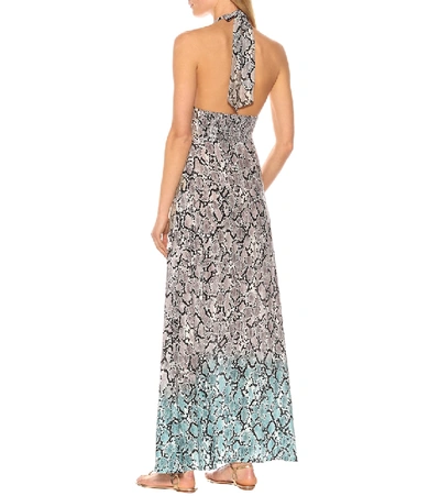 Shop Heidi Klein Mombasa Snake-effect Halterneck Dress In Grey