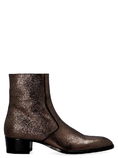 Shop Saint Laurent Wyatt Zippered Boots In Brown