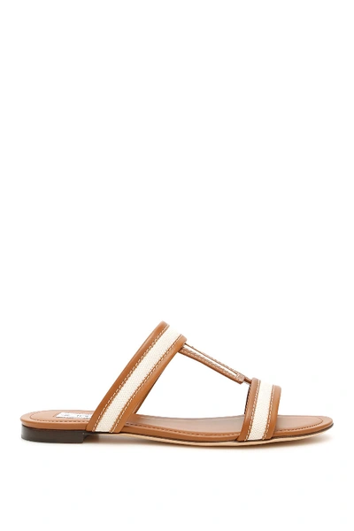 Shop Tod's Double T Slides In Brown