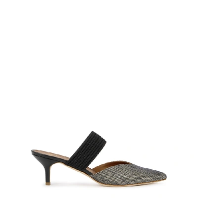 Shop Malone Souliers Maisie 45 Raffia And Leather Mules In Black And Other