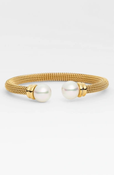 Shop Majorica 12mm Pearl Bangle In Gold/ White Pearl