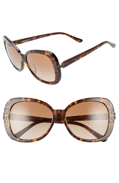 Shop Tory Burch 57mm Logo T Square Sunglasses - Dark Havana Gradient