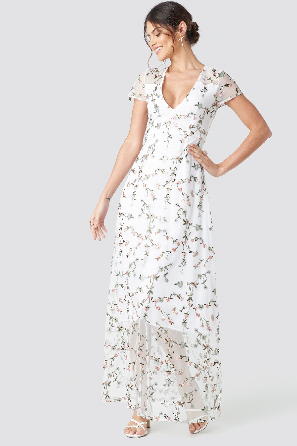 sheer maxi dress white