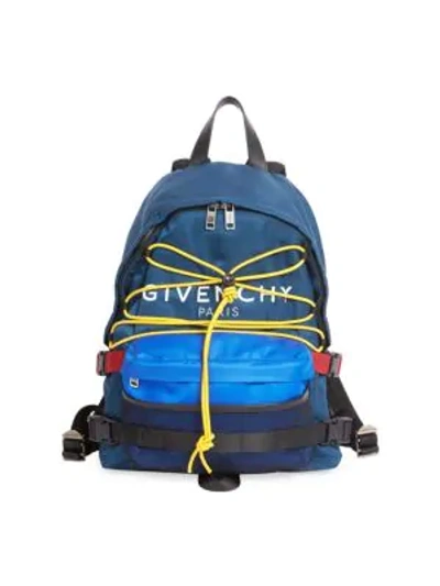 Shop Givenchy Hiking Logo Backpack In Blue Yellow