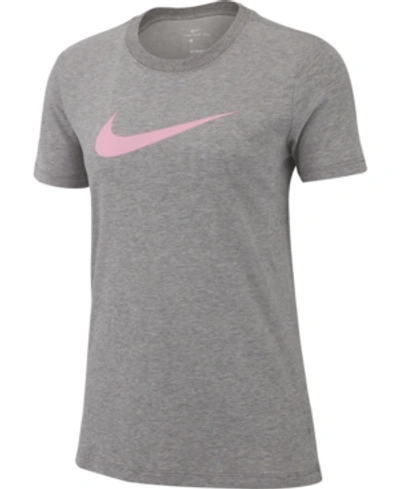 Shop Nike Women's Dry Logo Training T-shirt In Carbon Heather/pink