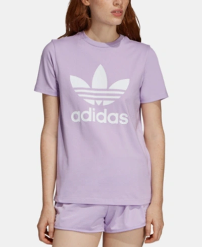 Shop Adidas Originals Adicolor Cotton Trefoil T-shirt In Purple Glow