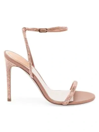 Shop René Caovilla Women's Ellabrita Crystal-embellished Satin Sandals In Rose Gold
