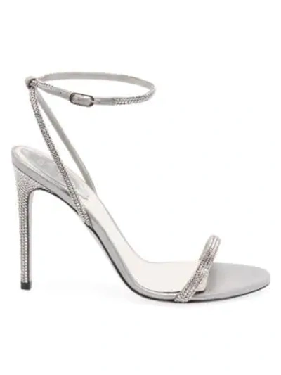 Shop René Caovilla Women's Ellabrita Crystal-embellished Satin Sandals In Grey