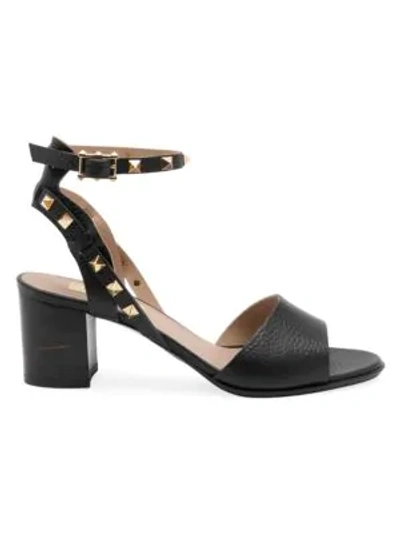 Shop Valentino Garavani Rockstud Double Ankle-strap Leather Sandals In Black
