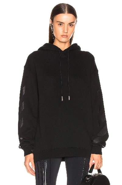 Off-white Diag Carryover Long Fleece Hoodie In Black | ModeSens