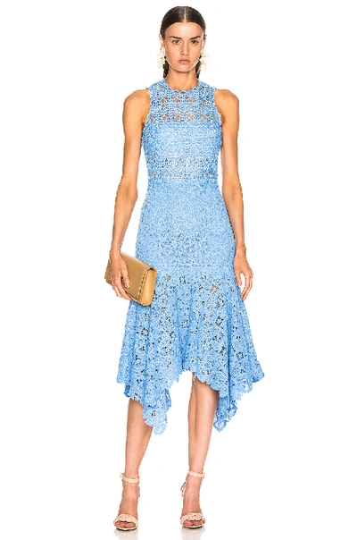 Shop Jonathan Simkhai Crochet Lace Handkerchief Dress In Sky Blue