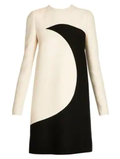 Shop Valentino Women's Long Sleeve Luna Dress In Ivory Black