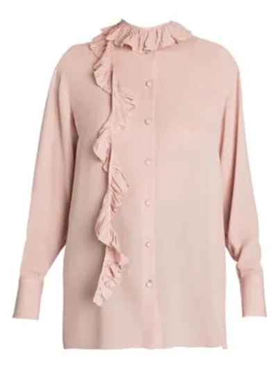 Shop Valentino Women's Ruffle Tie Silk Blouse In Light Pink