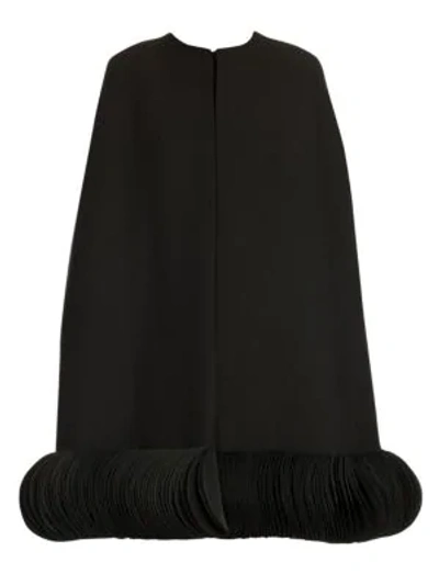 Shop Valentino Wool & Silk Disc Hem Cape In Black