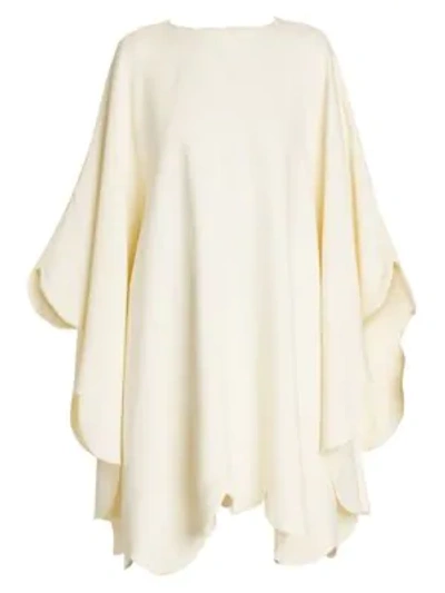 Shop Valentino Oversized Scallop Hem Dress In Ivory