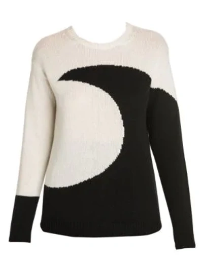 Shop Valentino Luna Cashmere Crewneck Sweater In Ivory Black