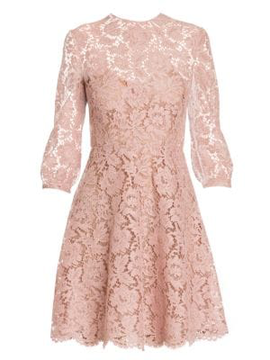 light pink fit and flare dress with sleeves