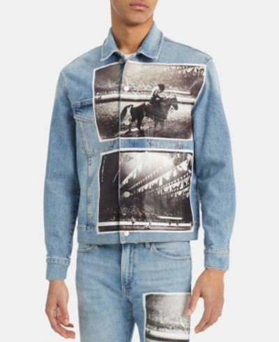 Shop Calvin Klein Jeans Est.1978 Men's Photograph Rodeo Trucker Jacket In Kind Blue