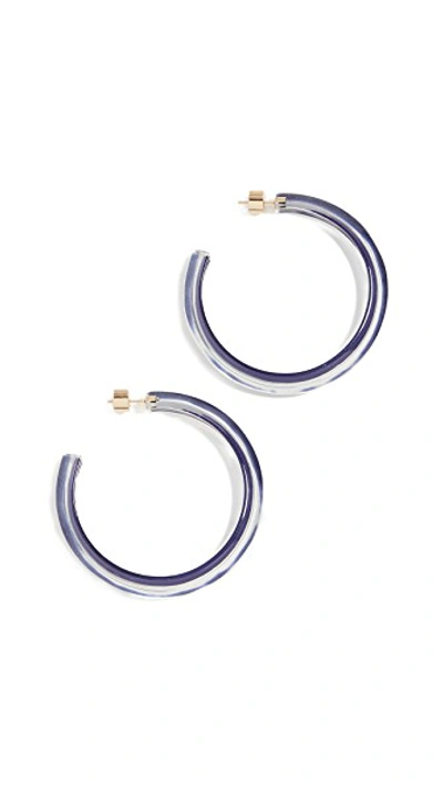 Shop Alison Lou Medium Jelly Hoops In Navy