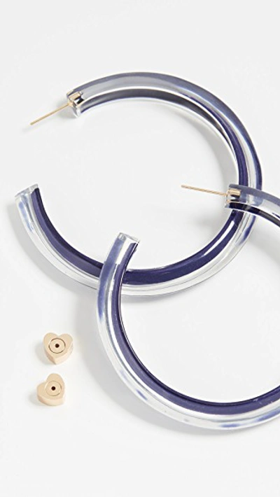 Shop Alison Lou Medium Jelly Hoops In Navy