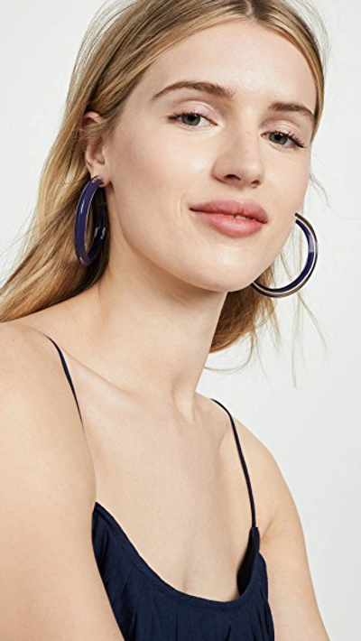 Shop Alison Lou Medium Jelly Hoops In Navy