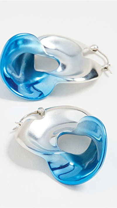 Shop Ellery Asoka Ombre Liquid Earrings In Silver Blue