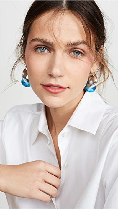 Shop Ellery Asoka Ombre Liquid Earrings In Silver Blue
