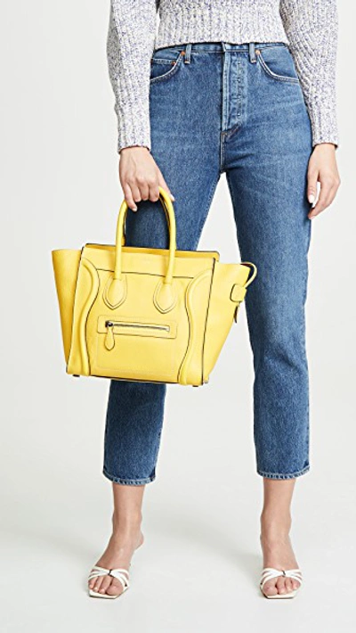 Pre-owned Celine Yellow Medium Luggage Micro Bag