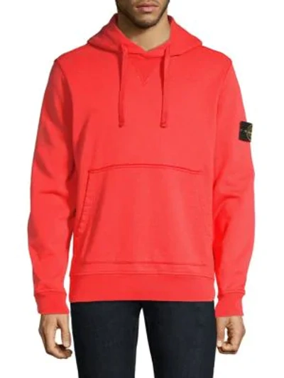 Shop Stone Island Core Fleece Hooded Sweatshirt In Brick Red