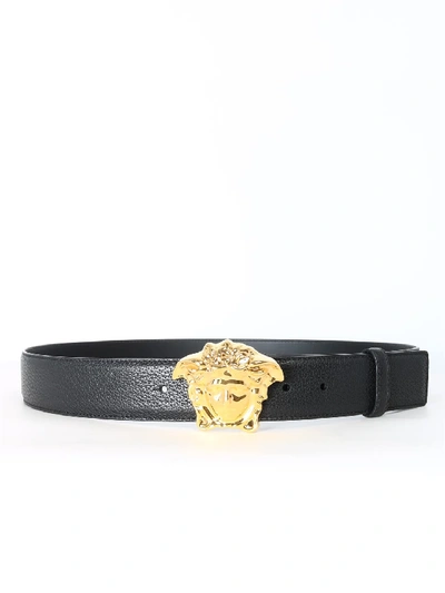 Shop Versace Belt Medusa Black Leather