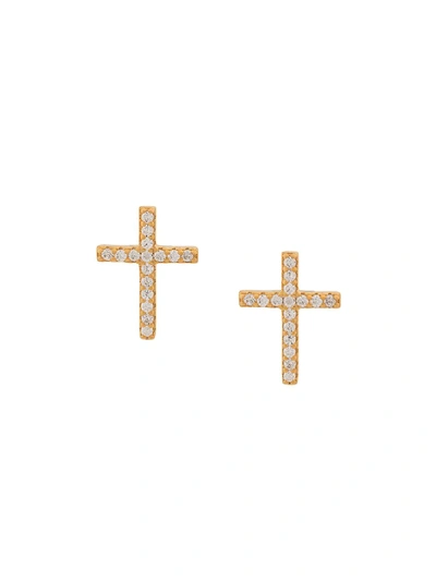 Shop Federica Tosi Cross Earrings In Gold