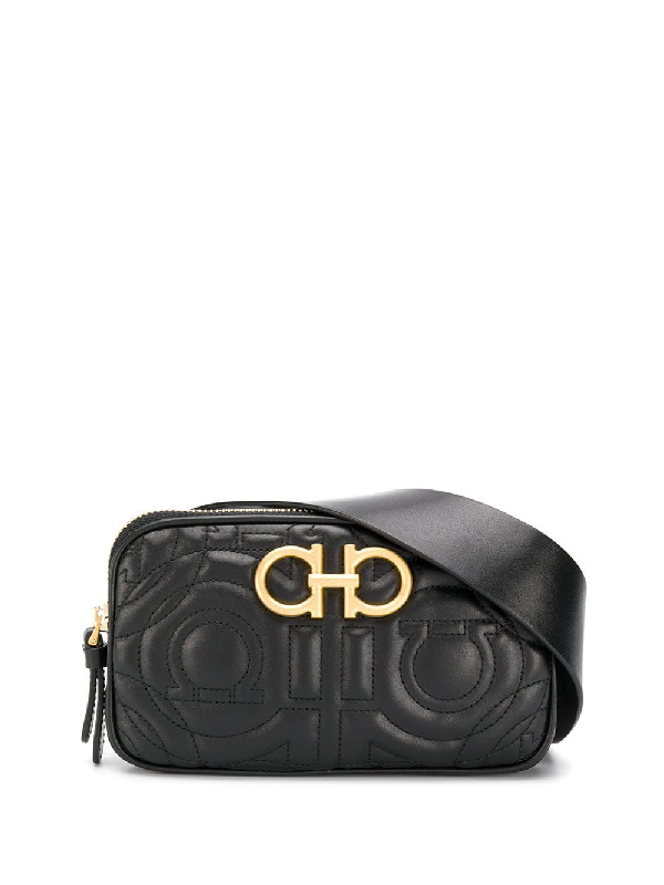 Salvatore Ferragamo Gancino Quilting Belt Bag In Black Modesens